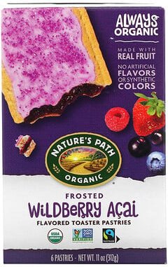 Nature's Path, Organic Toaster Pastries, Bio-Toastgebäck, überzogen mit Wildbeere-Açaí-Beere, 6 Gebäckstücke, je 52 g