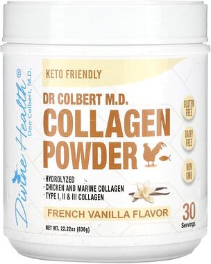 Divine Health, Von einem Arzt Colbert MD, Collagen Powder, Kollagenpulver, Französische Vanille, 630 g (22,22 oz.)