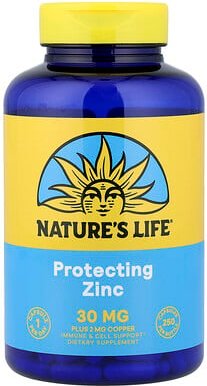 Nature's Life, Protecting Zinc Plus Copper, Schutz von Zink und Kupfer, 250 Kapseln