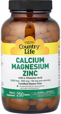 Country Life, Calcium Magnesium Zinc, Calcium-Magnesium-Zink, 250 Tabletten