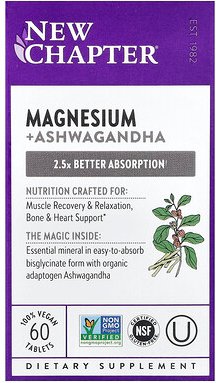 New Chapter, Magnesium + Ashwagandha, 60 vegane Tabletten