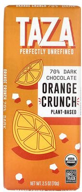Taza Chocolate, 70% Dark Chocolate, 70% dunkle Schokolade, Orangen-Crunch, 70 g (2,5 oz.)