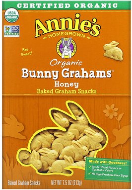 Annie's Homegrown, Organic Baked Bunny Graham Snacks, Honig, 213 g (7,5 oz.)