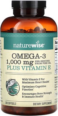 Thumbnail - NatureWise, Omega-3 Plus Vitamin E, Omega-3 plus Vitamin E, 360 Weichkapseln