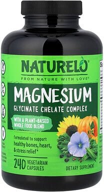 NATURELO, Magnesiumglycinat-Chelat-Komplex, 240 vegetarische Kapseln