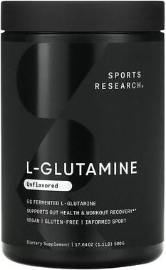 Sports Research, L-Glutamine, Unflavored, L-Glutamin, geschmacksneutral, 500 g (1,1 lbs.)
