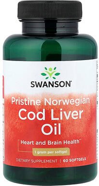 Thumbnail - Swanson, Pristine Norwegian Cod Liver Oil, norwegischer Kabeljau-Lebertran, 60 Weichkapseln