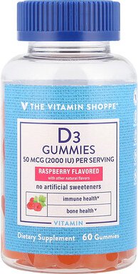 Thumbnail - The Vitamin Shoppe, Vitamin D3 Gummies, Fruchtgummis mit Vitamin D3, Himbeere, 60 Fruchtgummis (25 mcg pro Fruchtgummi)