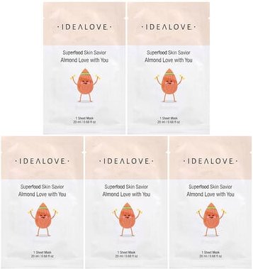 Idealove, Superfood Skin Savior, Almond Love with You, mit Superfoods angereicherte Gesichtsmaske, Mandel, 5 Beauty-Tuch...