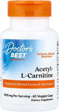 Doctor's Best, Acetyl-L-Carnitin, Acetyl-L-Carnitin, 60 pflanzliche Kapseln (500 mg pro Kapsel)