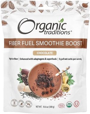 Organic Traditions, Fiber Fuel Smoothie Boost, Ballaststoff-Smoothie-Boost, Schokolade, 300 g (10,6 oz.)