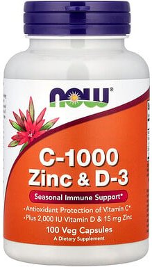 NOW Foods, C-1000 Zink und D-3, 100 pflanzliche Kapseln