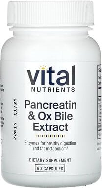 Vital Nutrients, Pankreatin und Ochsengallenextrakt, 60 Kapseln