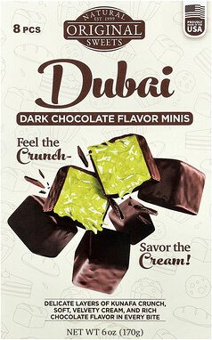 Original Natural Sweets, Dubai Dark Chocolate Minis, Minis mit dunkler Schokolade, 8 Stück, 170 g (6 oz.)