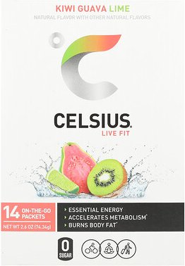 Celsius, Live Fit, Kiwi Guave Lime, Kiwi-Guave-Limette, 14 Päckchen für unterwegs, je 5,31 g (0,19 oz.).