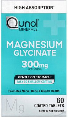 Qunol, Magnesium Glycinate, Magnesiumglycinat, 60 beschichtete Tabletten (150 mg pro Tablette)