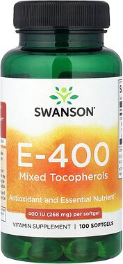 Swanson, E-400, Mixed Tocopherols, gemischte Tocopherole, 268 mg (400 IU), 100 Weichkapseln