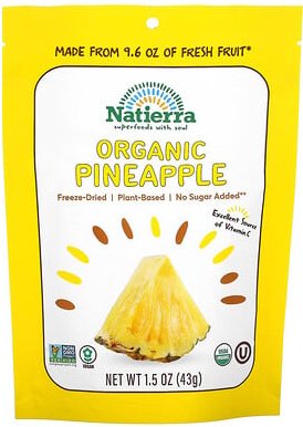 Natierra, Organic Freeze-Dried Pineapple, gefriergetrocknete Bio-Ananas, 43 g (1,5 oz.)
