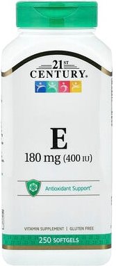 21st Century, Vitamin E, 180 mg (400 IU), 250 Weichkapseln