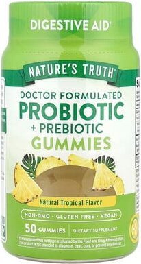 Nature's Truth, Probiotic + Prebiotic Gummies, probiotische + präbiotische Fruchtgummis, natürlich tropisch, 50 Fruchtgu...