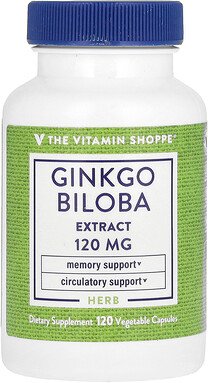 The Vitamin Shoppe, Ginkgo Biloba Extract, Ginkgoextrakt, 120 mg, 120 pflanzliche Kapseln
