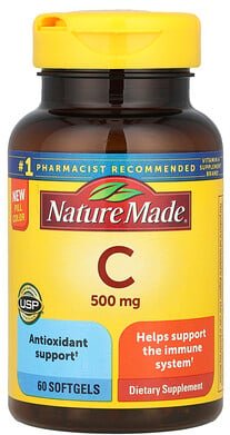Nature Made, Vitamin C, 500 mg, 60 Weichkapseln