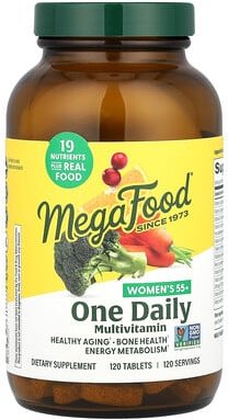 MegaFood, Women's 55+, Multivitaminpräparat für Frauen ab 55, One Daily Multivitamin, 120 Tabletten