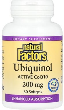 Natural Factors, Ubiquinol, Ubichinol, 200 mg, 60 Weichkapseln