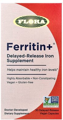 Flora, Ferritin +®, 30 vegane Kapseln mit verzögerter Freisetzung (20 mg pro Kapsel)