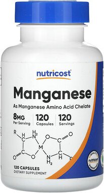Nutricost, Mangan, 8 mg, 120 Kapseln