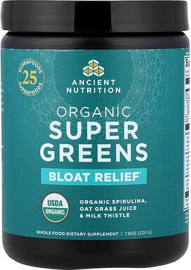 Ancient Nutrition, Organic Super Greens, Bio-Supergemüse, Linderung von Blähungen, 220 g (7,8 oz.)