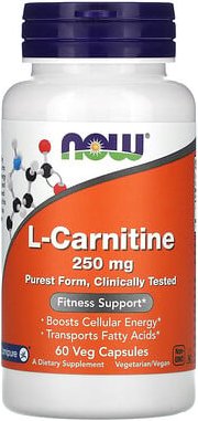 NOW Foods, L-Carnitin, 250 mg, 60 pflanzliche Kapseln