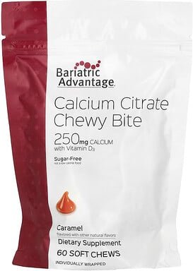 Bariatric Advantage, Calcium Citrate Chewy Bite, zuckerfrei, Karamell, 60 Kau-Snacks