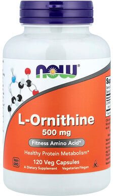 NOW Foods, L-Ornithine, L-Ornithin, 500 mg, 120 pflanzliche Kapseln