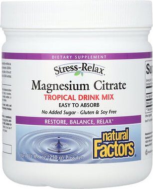 Natural Factors, Magnesiumcitrat, tropischer Getränkemix, 250 g (8,8 oz.)