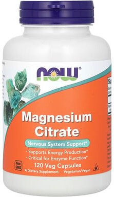 NOW Foods, Magnesiumcitrat, 120 pflanzliche Kapseln (133 mg pro Kapsel)