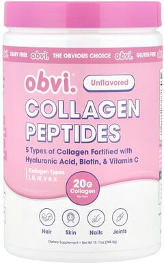 Obvi, Collagen Peptides, Unflavored, Kollagenpeptide, geschmacksneutral, 288,4 g (10,17 oz.)