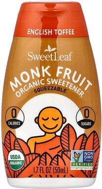 SweetLeaf Stevia, Monk Fruit Organic Sweetener Squeezable, englischer Toffee, 50 ml (1,7 fl. oz.)