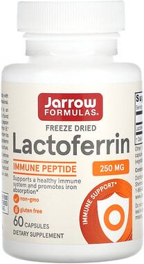 Jarrow Formulas, Lactoferrin, gefriergetrocknet, 250 mg, 60 Kapseln