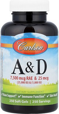 Carlson, Vitamin A und D, 250 Weichkapseln