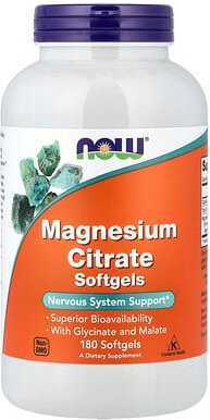 NOW Foods, Magnesiumcitrat, 180 Weichkapseln (133 mg pro Weichkapsel)