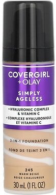 Thumbnail - Covergirl, Olay Simply Ageless, 3-in-1 Foundation, 245 Warm Beige, 3-in-1-Foundation, 245 Warm Beige, 30 ml (1 fl. oz.)
