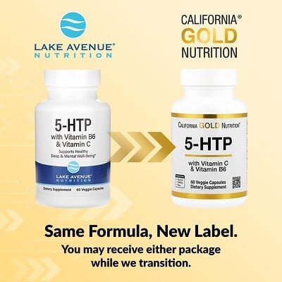 Thumbnail - California Gold Nutrition, 5-HTP with Vitamin B6 & Vitamin C, 5-HTP mit Vitamin B6 und Vitamin C, 60 pflanzliche Kapseln
