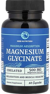 Nobi Nutrition, Magnesium Glycinate, Magnesiumglycinat, maximale Aufnahme, 60 Kapseln (250 mg pro Kapsel)