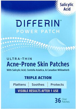 Differin, Power Patch, Pads für zu Akne neigende Haut, ultradünn, 36 durchsichtige Pflaster