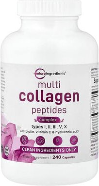 Micro Ingredients, Multi- Collagen Complex, Multi-Kollagen-Komplex, für Frauen, 240 Kapseln