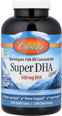 Carlson, Super DHA Gems, 500 mg, 240 Weichkapseln