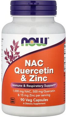 NOW Foods, NAC Quercetin & Zink, 90 pflanzliche Kapseln