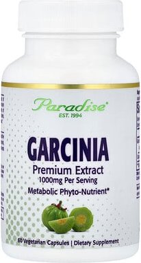Paradise Herbs, Garcinia Premium Extract, hochwertiges Garcinia-Extrakt, 60 pflanzliche Kapseln (500 mg pro Kapsel)