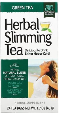 21st Century, Herbal Slimming Tea, Kräutertee zur Unterstützung der Gewichtsabnahme, Grüner Tee, 24 Teebeutel, 48 g (1,7...